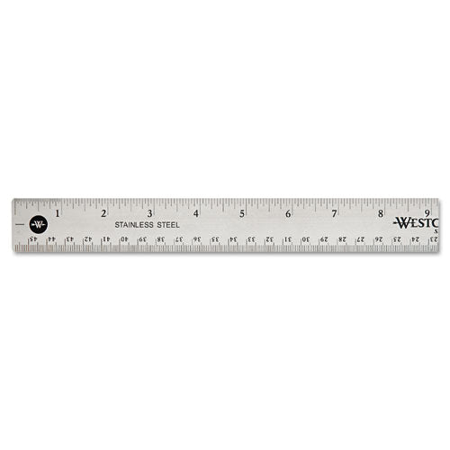 Stainless Steel Office Ruler With Non Slip Cork Base, Standard/metric, 18" Long