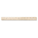 Three-hole Punched Wood Ruler English And Metric With Metal Edge, 12" Long