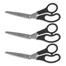 Value Line Stainless Steel Shears, 8" Long, 3.5" Cut Length, Black Offset Handles, 3/pack