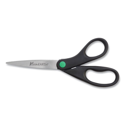 Kleenearth Scissors, 8" Long, 3.25" Cut Length, Black Straight Handles, 2/pack