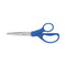 Preferred Line Stainless Steel Scissors, 8" Long, 3.5" Cut Length, Blue Straight Handles, 2/pack