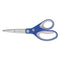 Kleenearth Soft Handle Scissors, 8" Long, 3.25" Cut Length, Blue/gray Straight Handle