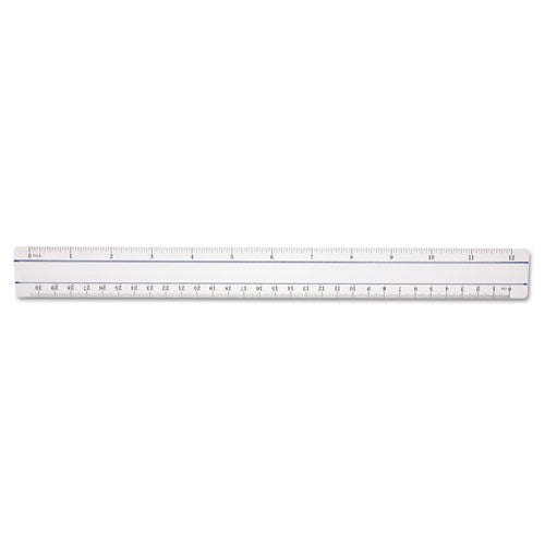 12" Magnifying Ruler, Standard/metric, Plastic, Clear