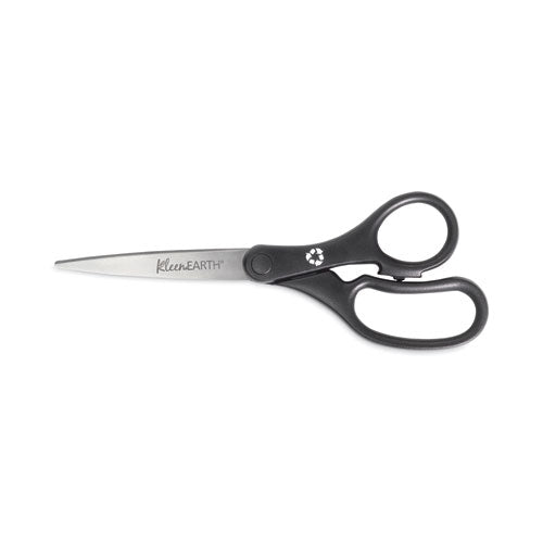 Kleenearth Basic Plastic Handle Scissors, 8" Long, 3.25" Cut Length, Black Straight Handle