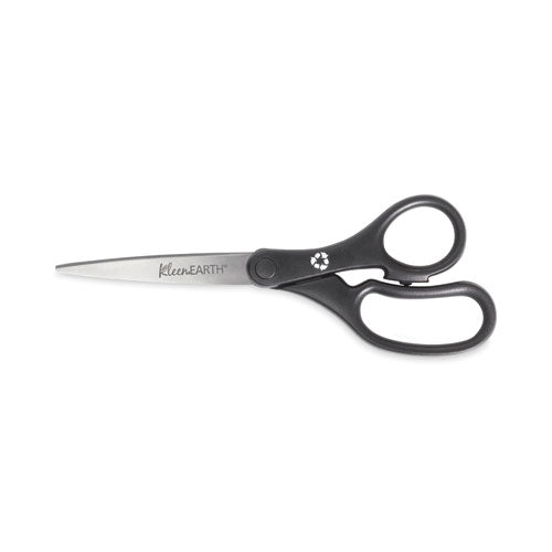 Kleenearth Basic Plastic Handle Scissors, 8" Long, 3.25" Cut Length, Black Straight Handles, 3/pack