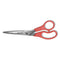 Value Line Stainless Steel Shears, 8" Long, 3.5" Cut Length, Red Straight Handle