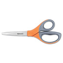 Elite Series Stainless Steel Shears, 8" Long, 3.5" Cut Length, Orange Straight Handle