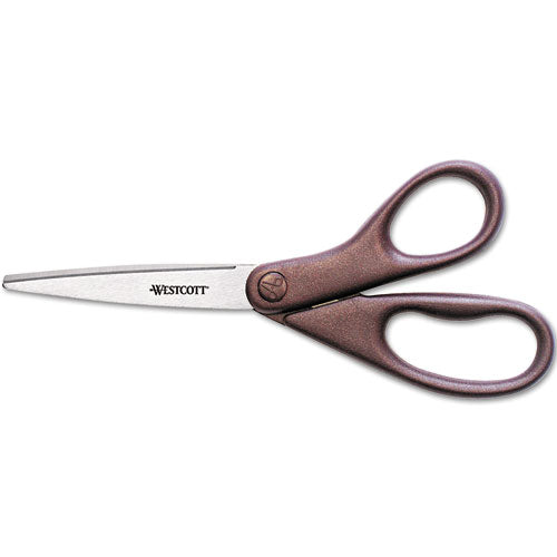 Design Line Straight Stainless Steel Scissors, 8" Long, 3.13" Cut Length, Burgundy Straight Handle