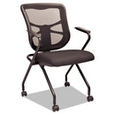 Alera Elusion Mesh Nesting Chairs With Padded Arms, Supports Up To 275 Lb, 18.11" Seat Height, Black, 2/carton