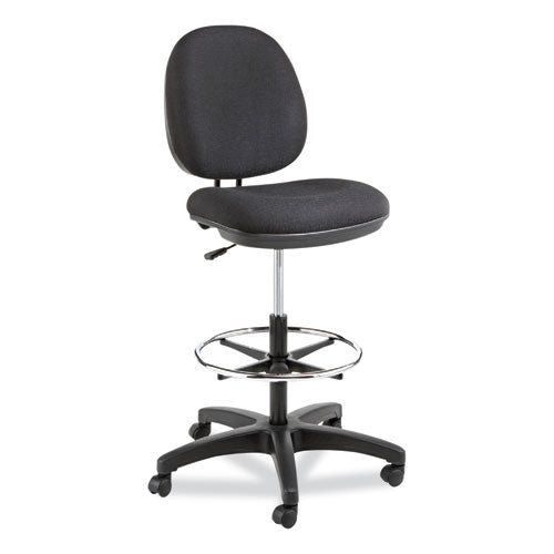 Alera Interval Series Swivel Task Stool, Supports Up To 275 Lb, 23.93" To 34.53" Seat Height, Black Fabric