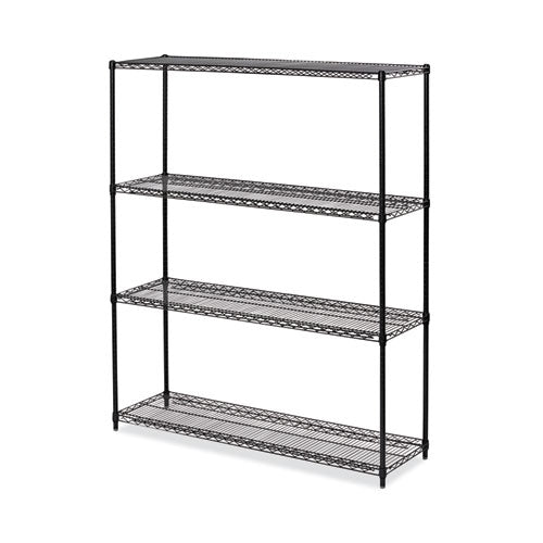 All-purpose Wire Shelving Starter Kit, Four-shelf, 60w X 18d X 72h, Black Anthracite Plus