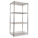 Nsf Certified Industrial Four-shelf Wire Shelving Kit, 36w X 24d X 72h, Silver