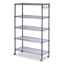 5-shelf Wire Shelving Kit With Casters And Shelf Liners, 48w X 18d X 72h, Black Anthracite