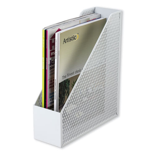 Urban Collection Punched Metal Magazine File, 3.5 X 10 X 11.5, White