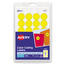 Printable Self-adhesive Removable Color-coding Labels, 0.75" Dia, Yellow, 24/sheet, 42 Sheets/pack, (5462)