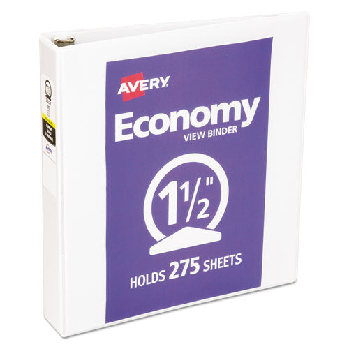 Economy View Binder With Round Rings , 3 Rings, 1.5" Capacity, 11 X 8.5, White, (5726)