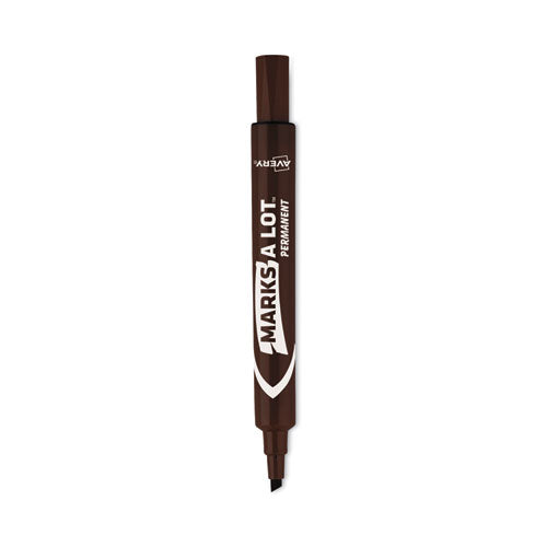 Marks A Lot Large Desk-style Permanent Marker, Broad Chisel Tip, Brown, Dozen (8881)