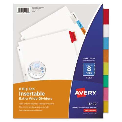 Insertable Big Tab Dividers, 8-tab, 11.13 X 9.25, White, Assorted Tabs, 1 Set