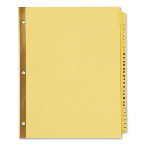 Preprinted Laminated Tab Dividers With Gold Reinforced Binding Edge, 31-tab, 1 To 31, 11 X 8.5, Buff, 1 Set