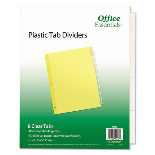 Plastic Insertable Dividers, 8-tab, 11 X 8.5, Clear Tabs, 1 Set