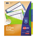 Insertable Big Tab Plastic 1-pocket Dividers, 5-tab, 11.13 X 9.25, Assorted, 1 Set