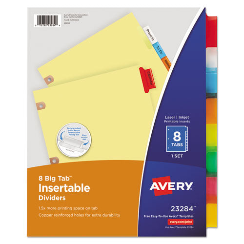 Insertable Big Tab Dividers, 8-tab, Double-sided Gold Edge Reinforcing, 11 X 8.5, Buff, Assorted Tabs, 1 Set