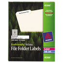 Ecofriendly Permanent File Folder Labels, 0.66 X 3.44, White, 30/sheet, 50 Sheets/pack