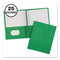 Two-pocket Folder, Prong Fastener, 0.5" Capacity, 11 X 8.5, Green, 25/box