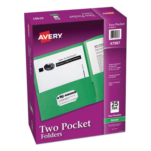 Two-pocket Folder, 40-sheet Capacity, 11 X 8.5, Green, 25/box