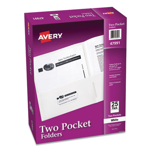 Two-pocket Folder, 40-sheet Capacity, 11 X 8.5, White, 25/box