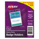 Secure Top Heavy-duty Badge Holders, Vertical, 3w X 4h, Clear, 25/pack