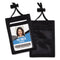 Id Badge Holders With Convention Neck Pouch, Vertical, Black/clear 3.25" X 5" Holder, 2.38" X 3.5" Insert, 48" Cord, 12/pack