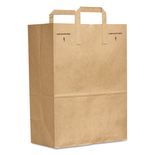 Grocery Paper Bags, Attached Handle, 30 Lb Capacity, 1/6 Bbl, 12 X 7 X 17, Kraft, 300 Bags