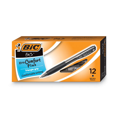 Bu3 Ballpoint Pen, Retractable, Bold 1 Mm, Black Ink, Black Barrel, Dozen