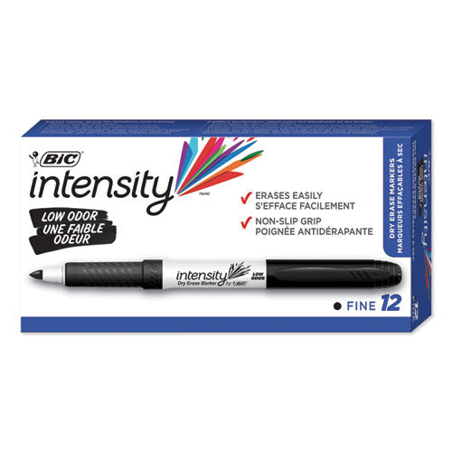 Intensity Low Odor Fine Point Dry Erase Marker, Fine Bullet Tip, Black, Dozen