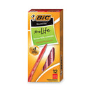 Round Stic Xtra Life Ballpoint Pen, Stick, Medium 1 Mm, Red Ink, Translucent Red Barrel, Dozen