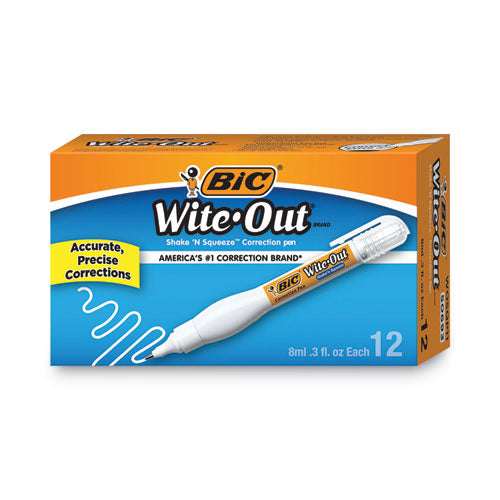 Wite-out Shake 'n Squeeze Correction Pen, 8 Ml, White