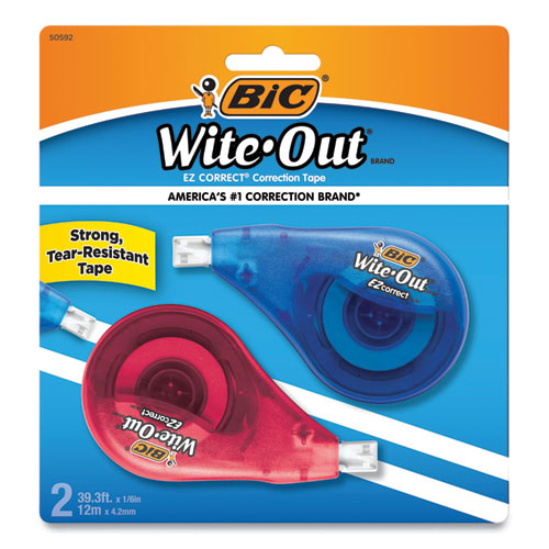 Wite-out Ez Correct Correction Tape, Non-refillable, Blue/orange Applicators, 0.17" X 472", 2/pack