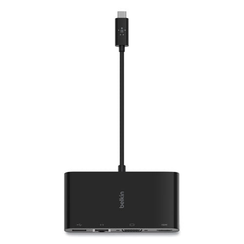 Usb-c Multimedia Adapter, Hdmi/ethernet/usb-a/usb-c/vga, 4.33", Black