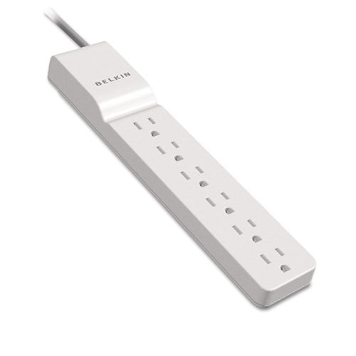 Home/office Surge Protector, 6 Ac Outlets, 4 Ft Cord, 720 J, White