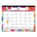 Mahalo Academic Desk Pad, Floral Artwork, 22 X 17, Black Binding, Clear Corners, 12-month (july To June): 2023 To 2024