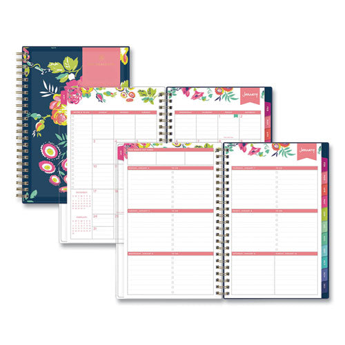 Day Designer Peyton Create-your-own Cover Weekly/monthly Planner, Floral Artwork, 8 X 5, Navy Cover, 12-month (jan-dec): 2024