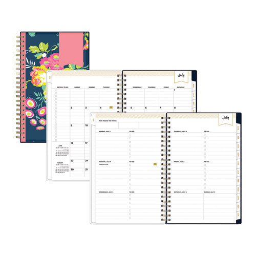 Day Designer Peyton Create-your-own Cover Weekly/monthly Planner, Floral, 8 X 5, Navy, 12-month (july-june): 2023 To 2024