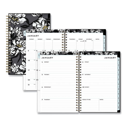 Baccara Dark Create-your-own Cover Weekly/monthly Planner, Floral, 8 X 5, Gray/black/gold Cover, 12-month (jan-dec): 2024