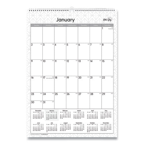 Enterprise Wall Calendar, Enterprise Geometric Artwork, 12 X 17, White/gray Sheets, 12-month (jan To Dec): 2024