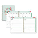 Laurel Academic Year Weekly/monthly Planner, Floral Artwork, 11 X 8.5, Green/pink Cover, 12-month (july-june): 2021-2022