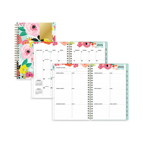 Day Designer Secret Garden Mint Frosted Weekly/monthly Planner, 8 X 5, Multicolor Cover, 12-month (jan To Dec): 2024