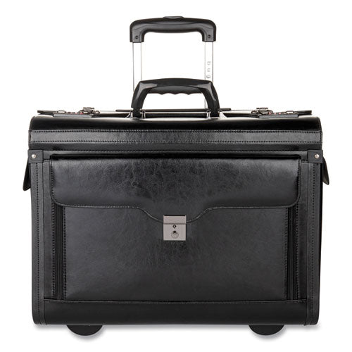 Catalog Case On Wheels, Fits Devices Up To 17.3", Leather, 19 X 9 X 15.5, Black