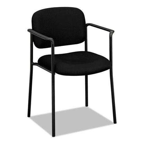 Vl616 Stacking Guest Chair With Arms, Fabric Upholstery, 23.25" X 21" X 32.75", Black Seat, Black Back, Black Base