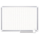 Gridded Magnetic Porcelain Dry Erase Planning Board, 1 X 2 Grid, 72 X 48, White Surface, Silver Aluminum Frame